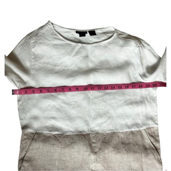 Tahari Women's 100% Linen Color Block Three Quarter Sleeve Dress Sz S - Picture 5 of 8
